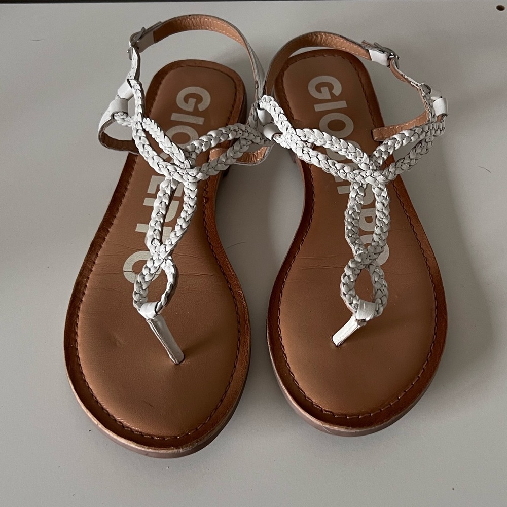 Gioseppo White Braided Sandals